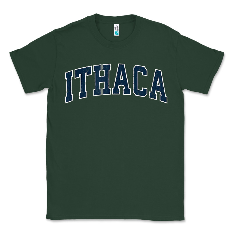 Ithaca New York Ny Vintage Sports Design Navy Design T Shirt Classic Tee by linhVisuals | Teevron