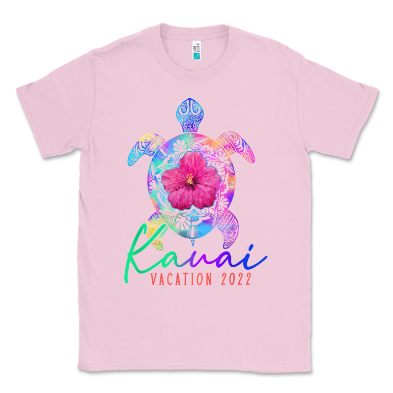 Kauai Hawaii Vacation 2022 Sea Turtle Flower Tropical T Shirt Classic Tee by linhVisuals | Teevron