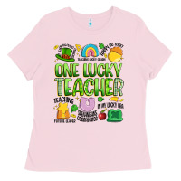 Bubblegum Pink one lucky teacher lucky charm Ladies Tee - Artiststas