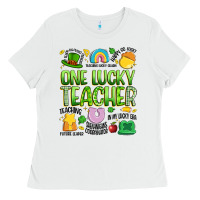 White one lucky teacher lucky charm Ladies Tee - Artiststas