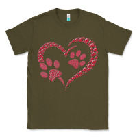 Army Green funny valentine day gift t  shirt paw print heart dog cat owner lover Classic Tee - linhVisuals