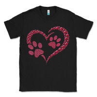 Black funny valentine day gift t  shirt paw print heart dog cat owner lover Classic Tee - linhVisuals