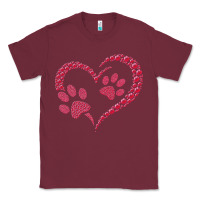 Burgundy funny valentine day gift t  shirt paw print heart dog cat owner lover Classic Tee - linhVisuals