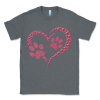 Charcoal Heather funny valentine day gift t  shirt paw print heart dog cat owner lover Classic Tee - linhVisuals