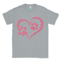 Heather Grey funny valentine day gift t  shirt paw print heart dog cat owner lover Classic Tee - linhVisuals
