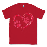 Funny Valentine Day Gift T  Shirt Paw Print Heart Dog Cat Owner Lover Classic Tee | Teevron