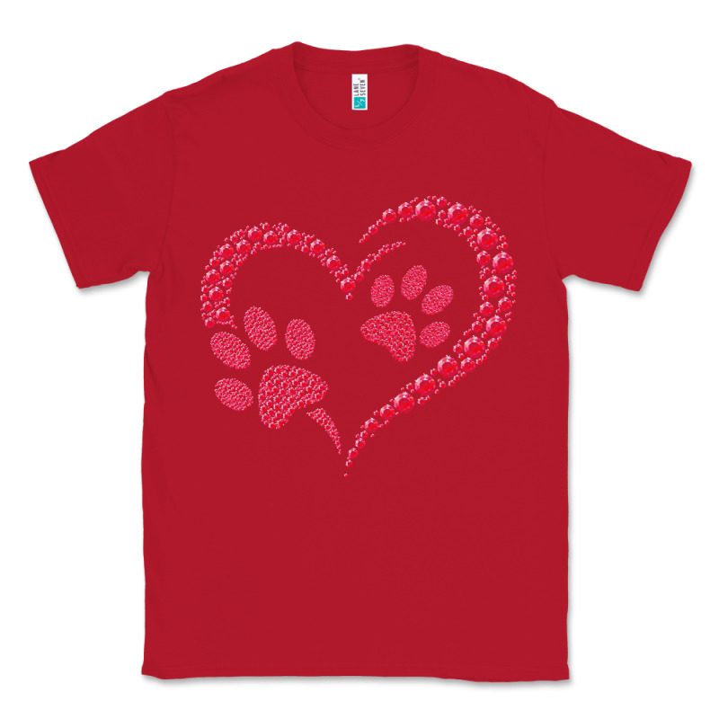 Funny Valentine Day Gift T  Shirt Paw Print Heart Dog Cat Owner Lover Classic Tee by linhVisuals | Teevron