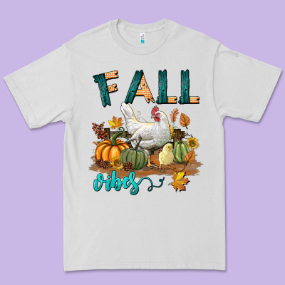Fall Vibes Chicken Premium Tee Designed By Lillyallendesigns