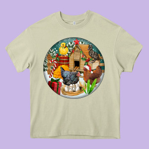 Christmas Coop Ornament Heavy Core Tee Designed By Fadigitalartstudio