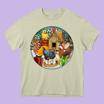 Christmas Coop Ornament Heavy Core Tee Designed By Fadigitalartstudio