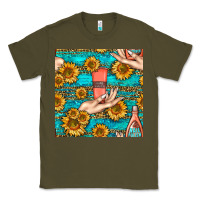 Army Green hand cream nail polish remover and sunflowers with leopard and glitter Classic Tee - BundleAndBundleShop