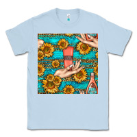 Dusty Blue hand cream nail polish remover and sunflowers with leopard and glitter Classic Tee - BundleAndBundleShop