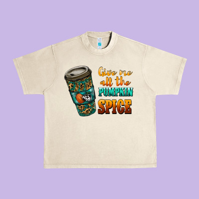 Watercolor Give Me All The Pumpkin Spice Urban Heavy Tee Designed By Ranaportraitstore