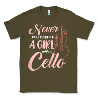 Army Green never underestimate a girl with a cello Classic Tee - linhVisuals