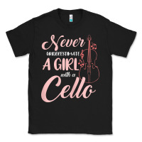 Black never underestimate a girl with a cello Classic Tee - linhVisuals