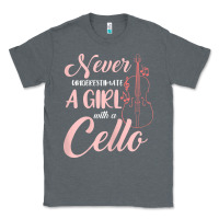 Charcoal Heather never underestimate a girl with a cello Classic Tee - linhVisuals