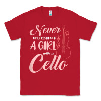 Red never underestimate a girl with a cello Classic Tee - linhVisuals