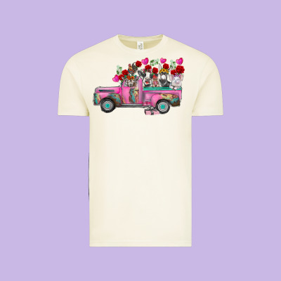 Farm Animals Valentine Truck Vintage Tee Designed By Racoondesign