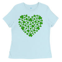 Baby Blue shamrock heart Ladies Tee - Artiststas