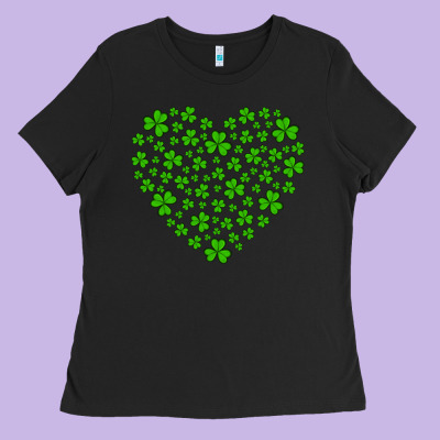 Shamrock Heart Ladies Tee Designed By Artiststas