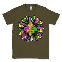 Army Green Mardi Gras Sunflower Classic Tee - BundleAndBundleShop