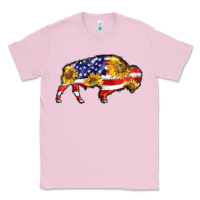 Bubblegum Pink bison amerıcan flag Classic Tee - BarkalooDesign