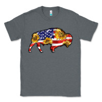Charcoal Heather bison amerıcan flag Classic Tee - BarkalooDesign