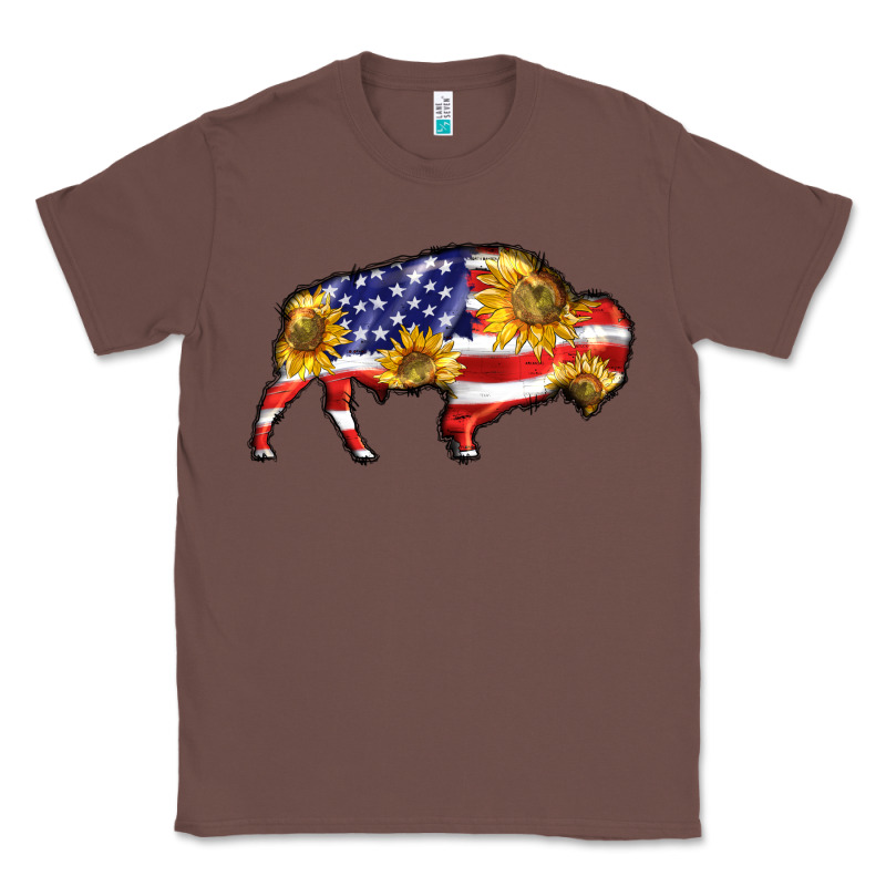 Bison Amerıcan Flag Classic Tee by BarkalooDesign | Teevron