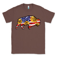 Chestnut bison amerıcan flag Classic Tee - BarkalooDesign