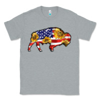 Heather Grey bison amerıcan flag Classic Tee - BarkalooDesign