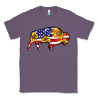Lavender bison amerıcan flag Classic Tee - BarkalooDesign