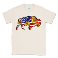 Natural bison amerıcan flag Classic Tee - BarkalooDesign