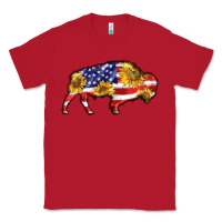 Red bison amerıcan flag Classic Tee - BarkalooDesign