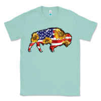 Seafoam bison amerıcan flag Classic Tee - BarkalooDesign