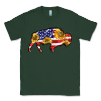 Sports Green bison amerıcan flag Classic Tee - BarkalooDesign