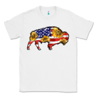 White bison amerıcan flag Classic Tee - BarkalooDesign
