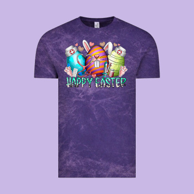 Happy Easter Day Eggs Nurse Vintage Tee Designed By Racoondesign