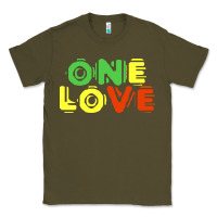 Army Green reggae colors t  shirtone love reggae lovers pattern t  shirt Classic Tee - linhVisuals