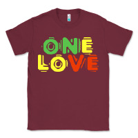 Burgundy reggae colors t  shirtone love reggae lovers pattern t  shirt Classic Tee - linhVisuals