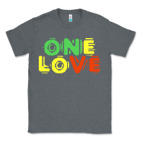 Charcoal Heather reggae colors t  shirtone love reggae lovers pattern t  shirt Classic Tee - linhVisuals