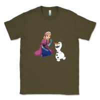 Army Green olaf and  elsa Classic Tee - linhVisuals