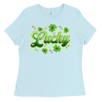 Baby Blue checkered lucky Ladies Tee - Artiststas