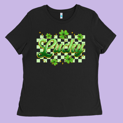 Checkered Lucky Ladies Tee Designed By Artiststas