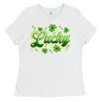 White checkered lucky Ladies Tee - Artiststas