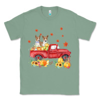 Sage basenji pumpkin truck fall leaf thanksgiving halloween Classic Tee - linhVisuals