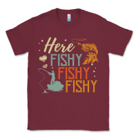 Burgundy here fishy fishy fishy fishing lovers gifts Classic Tee - linhVisuals