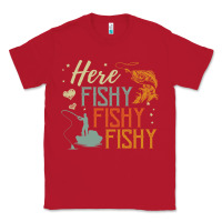 Red here fishy fishy fishy fishing lovers gifts Classic Tee - linhVisuals