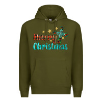 Army Green merry christmas turquoise gemstones cross Premium Hoodie - BarkalooDesign