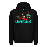 Black merry christmas turquoise gemstones cross Premium Hoodie - BarkalooDesign