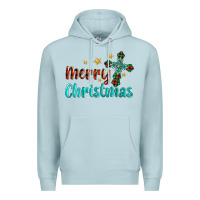 Blue Mist merry christmas turquoise gemstones cross Premium Hoodie - BarkalooDesign